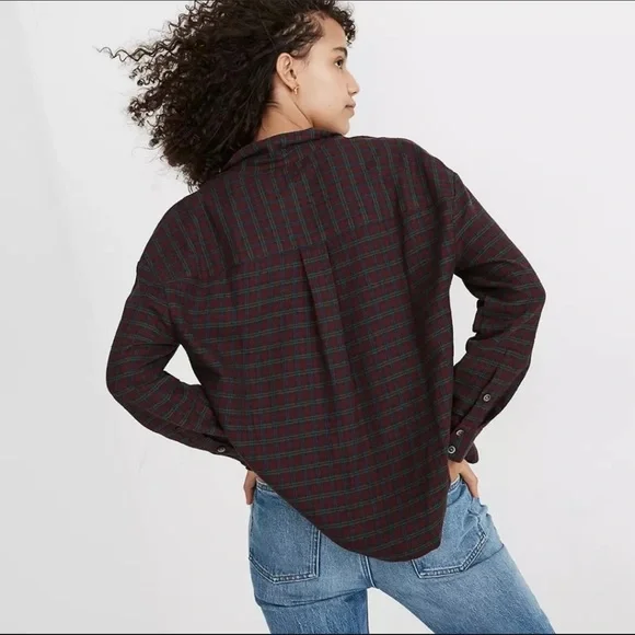 Madewell Westlake Pfeiffer Plaid Oversized Button Front Top - Picture 4 of 12